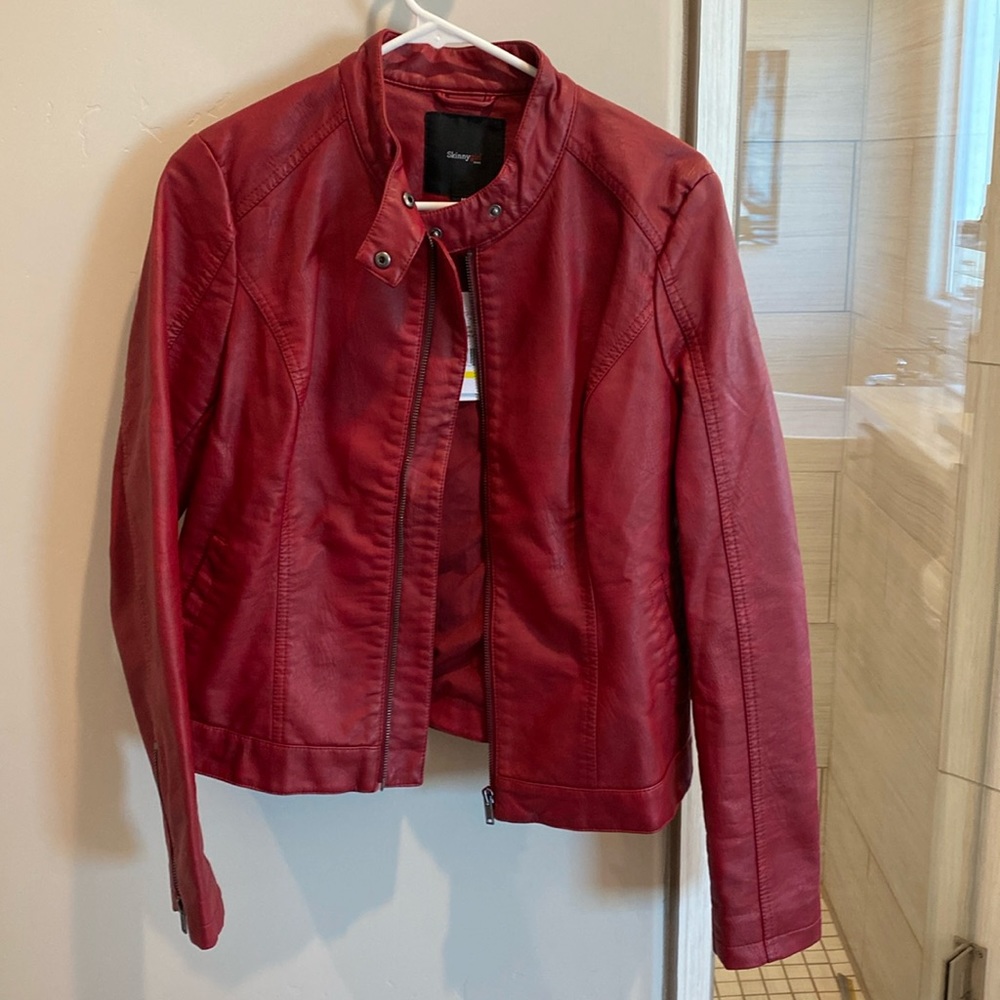 SkinnyGirl Faux Leather Jacket Red Medium